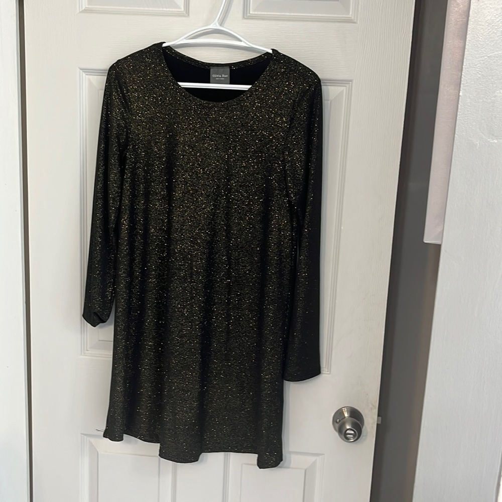 3 for 40! Black and gold sparkly long sleeve dress.
